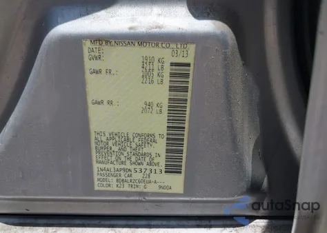 2013 Nissan Altima 2.5 S из США, поврежденный, VIN 1N4AL3AP9DN537313